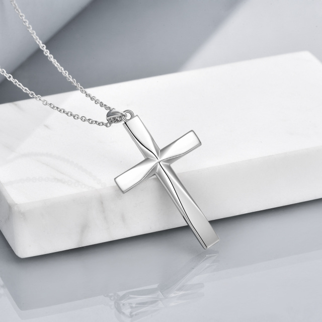 Sterling Silver Origami Cross Pendant Necklace-4