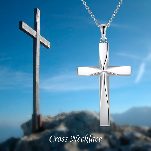 Sterling Silver Origami Cross Pendant Necklace-6