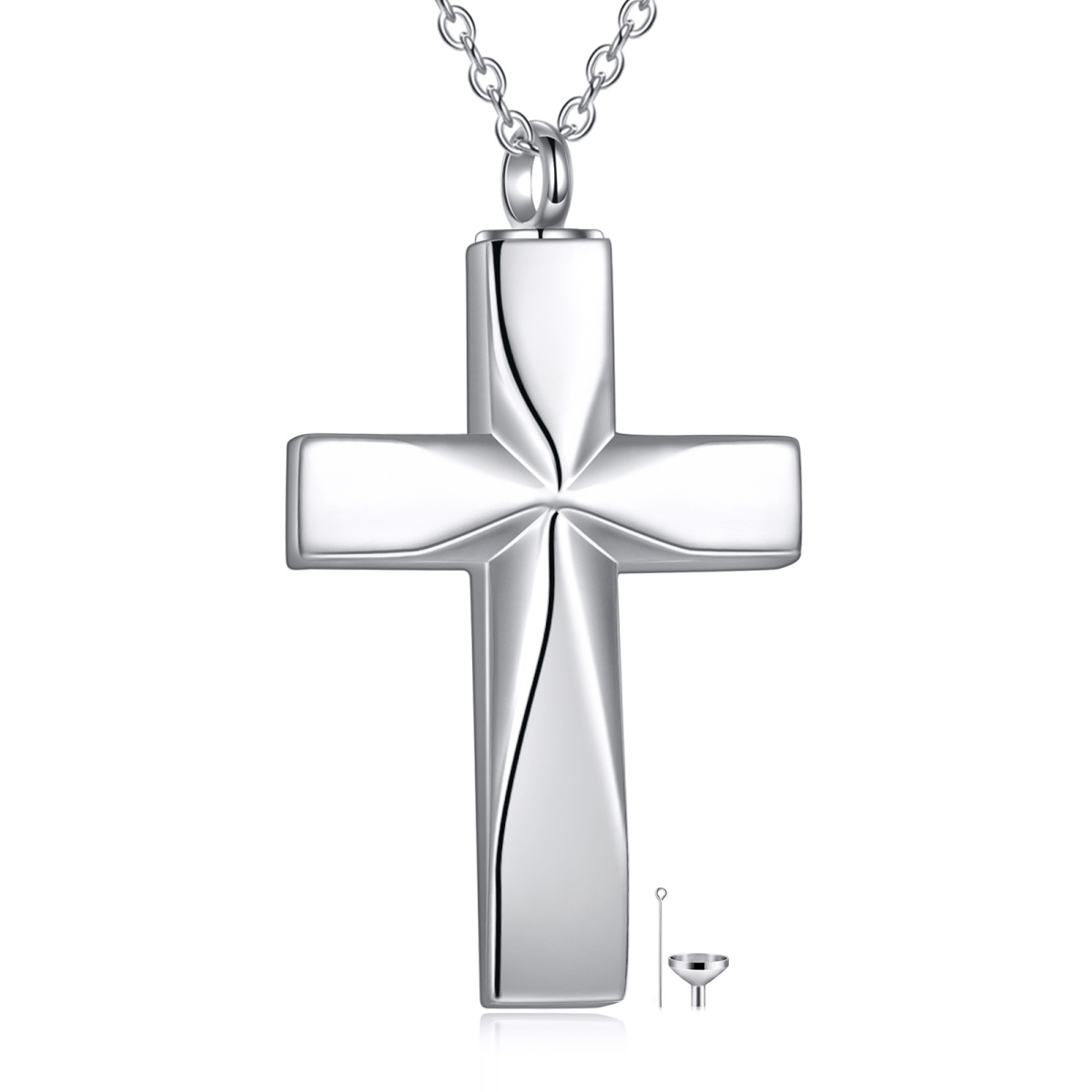 Sterling Silber Origami Cross Unisex Urne Halskette für Asche-1