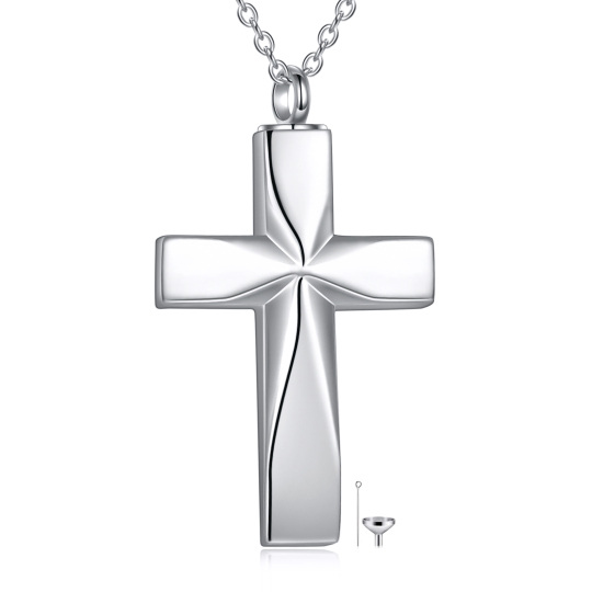 Sterling Silver Origami Cross Unisex Urn Necklace for Ashes