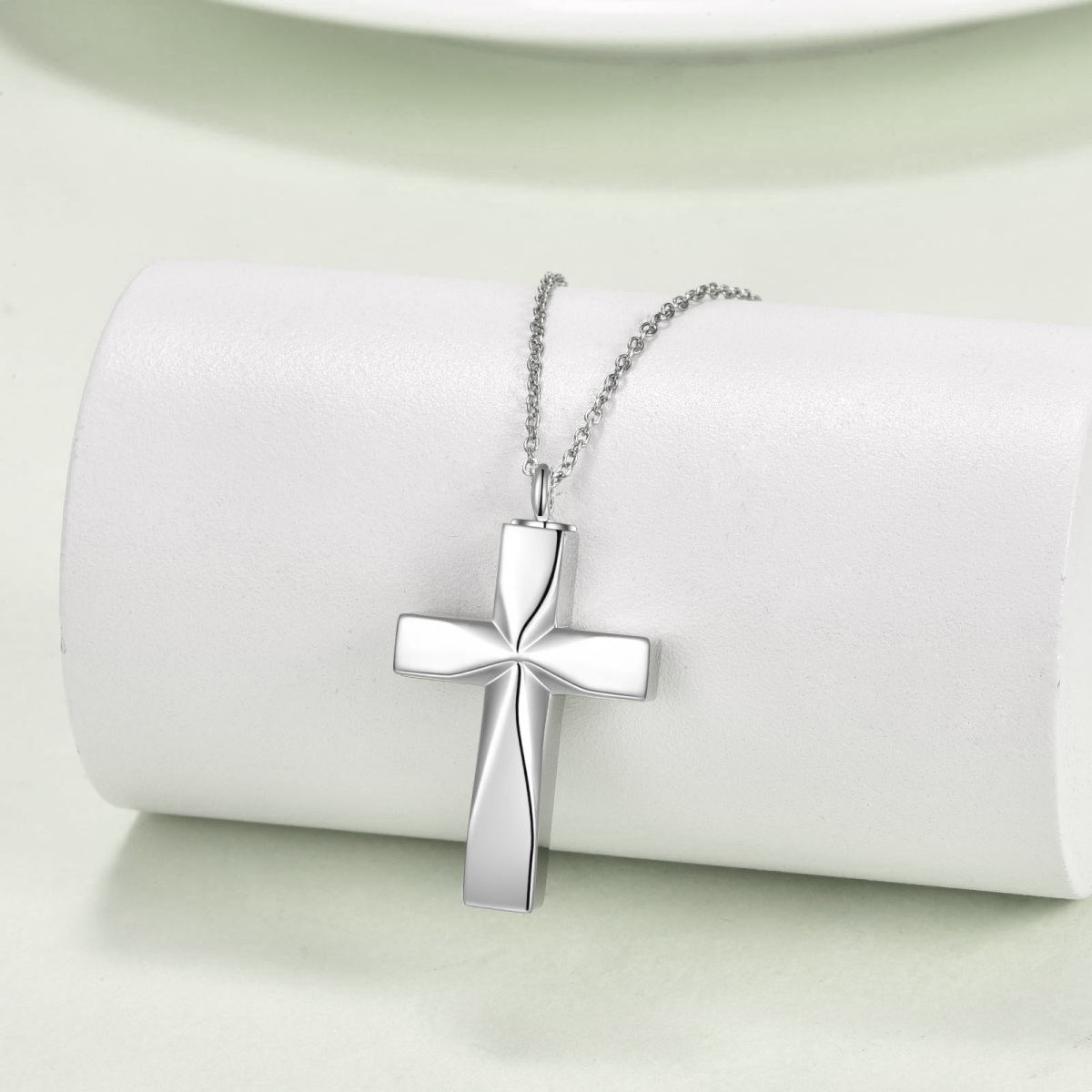 Sterling Silver Origami Cross Unisex Urn Necklace for Ashes-3