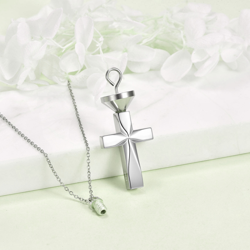 Sterling Silver Origami Cross Unisex Urn Necklace for Ashes-4