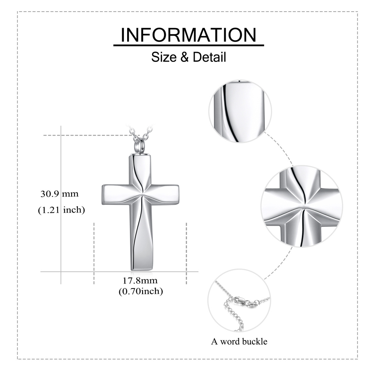 Collana d'argento con croce origami per urne unisex per le ceneri-5