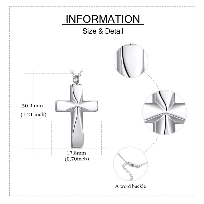 Sterling Silver Origami Cross Unisex Urn Necklace for Ashes-5