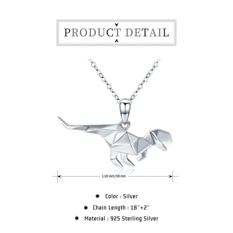 Collana con ciondolo a forma di dinosauro Origami in argento sterling-6