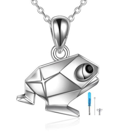 Sterling Silber Origami Frosch Urne Halskette für Asche