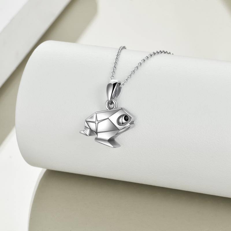 Sterling Silver Origami Frog Urn Necklace for Ashes-3