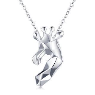 Sterling Silver Origami Giraffe Pendant Necklace-17