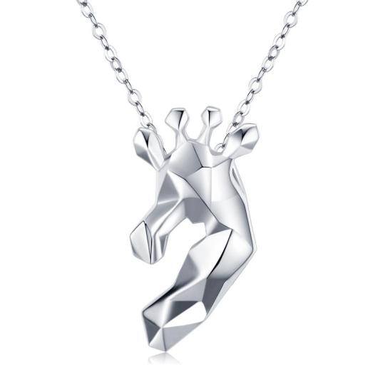 Sterling Silver Origami Giraffe Pendant Necklace