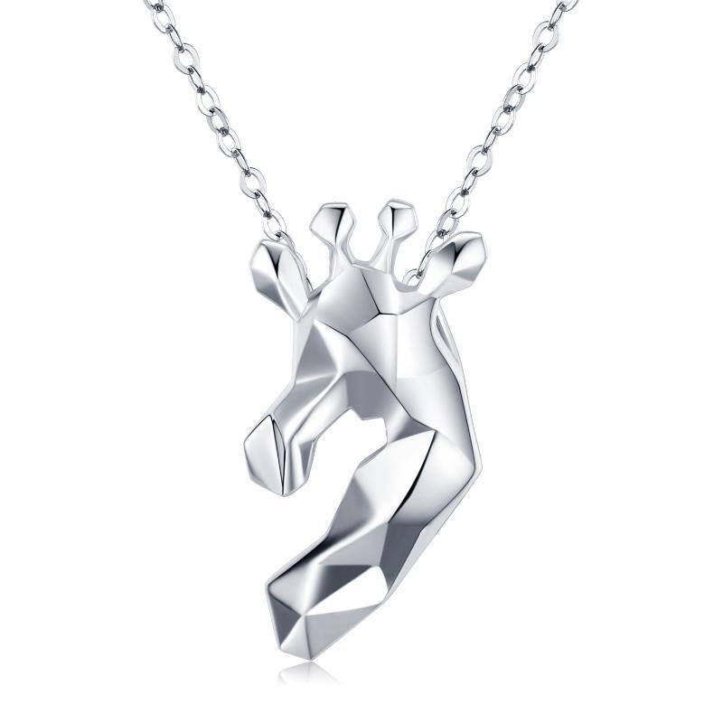 Sterling Silver Origami Giraffe Pendant Necklace-11