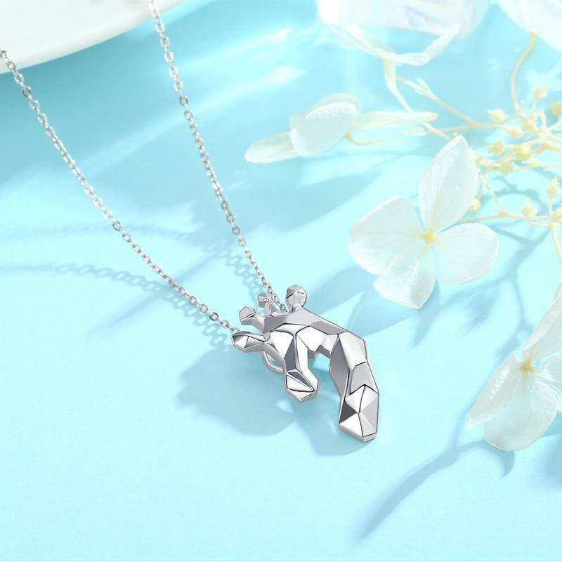 Collana con ciondolo Origami Giraffa in argento sterling-3