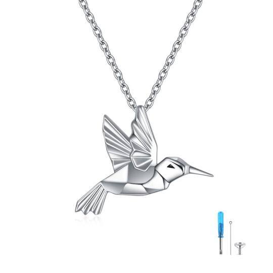 Collana con urna per ceneri in argento sterling Origami Hummingbird