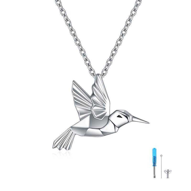 Sterling Silver Origami Hummingbird Urn Necklace for Ashes-3