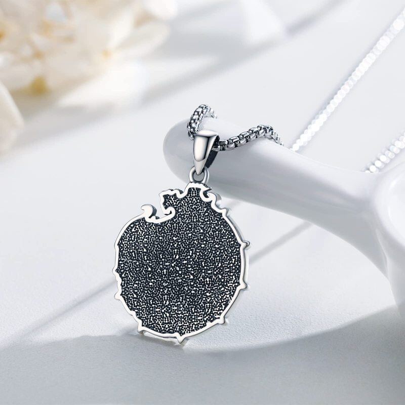 Sterling Silver Ouroboros & Aztec Calendar Pendant Necklace for Men-6