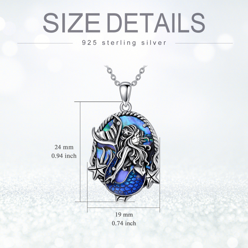 Collier pendentif sirène ovale en argent sterling avec coquillages et coquillages d'ormeau-6