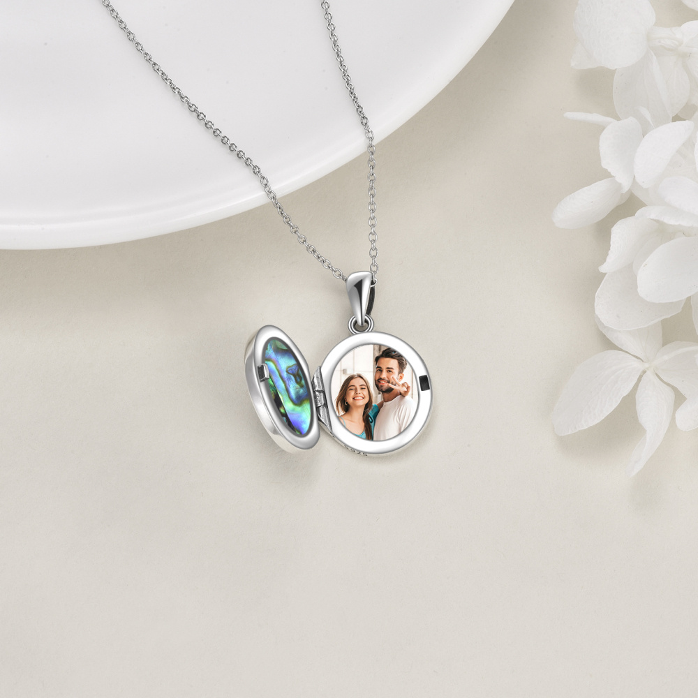 Colar personalizado com medalhão de foto em prata esterlina St Michael Abalone Shellfish S925-4