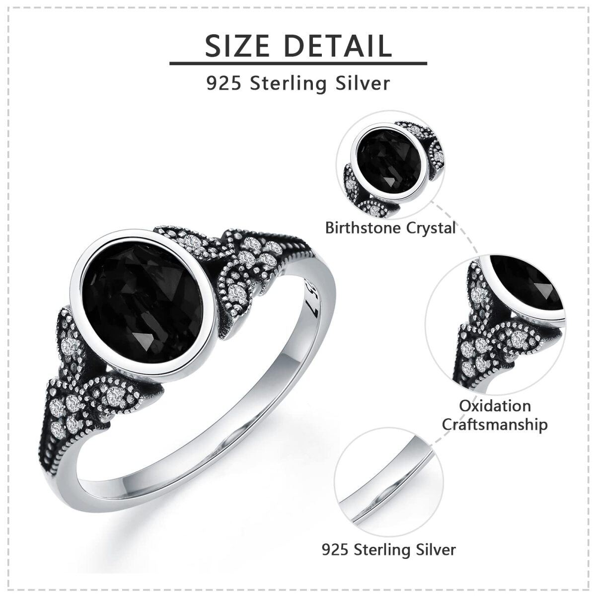 Sterling Silver Oval Shaped Crystal Drop Shape Ring-4