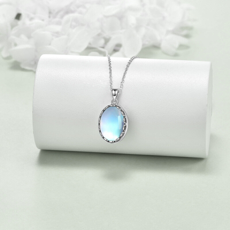 Sterling Silver Oval Moonstone Urn Necklace for Ashes-4