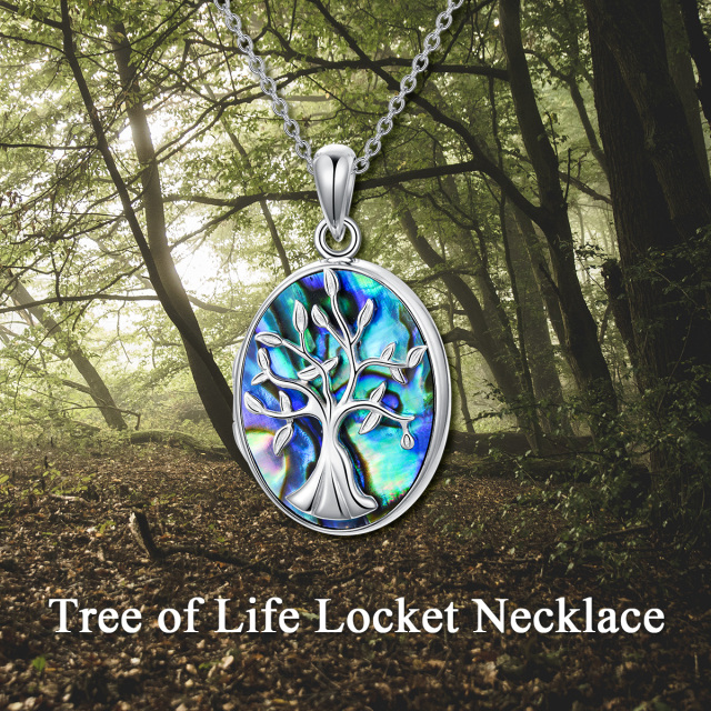 Collier en argent sterling en forme de coquillage Abalone Tree Of Life & Personalized Phot-3