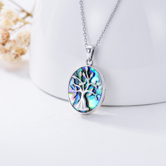 Plata de ley en forma de óvalo Abalone Shellfish Tree Of Life & Personalized Photo & Oval-4