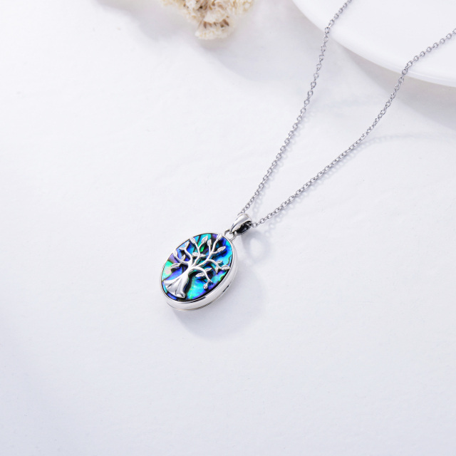 Plata de ley en forma de óvalo Abalone Shellfish Tree Of Life & Personalized Photo & Oval-5