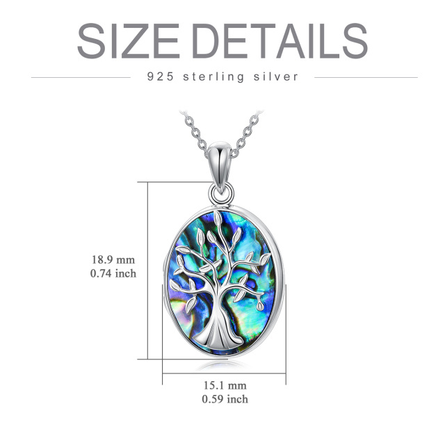 Sterling Silver Oval Shaped Abalone Shellfish Tree Of Life & Personalized Photo & Oval Shaped Personalized Photo Locket Necklace-7