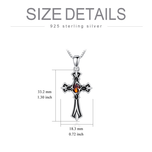 Sterling zilveren ovale zirkonia kruishanger ketting-4