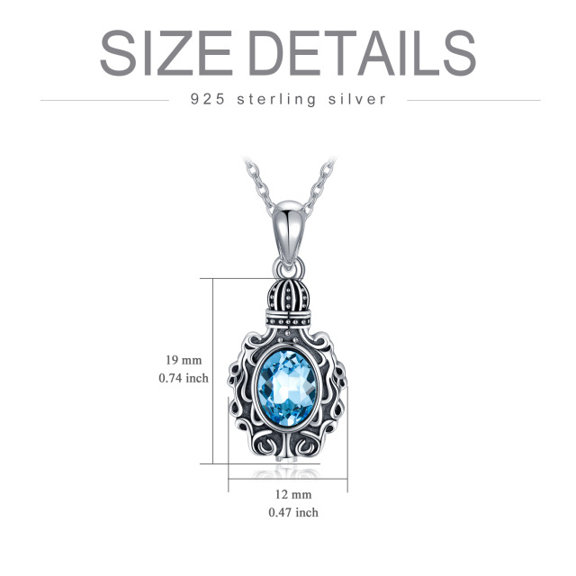 Collier en argent sterling en forme d'urne ovale de château en cristal-5