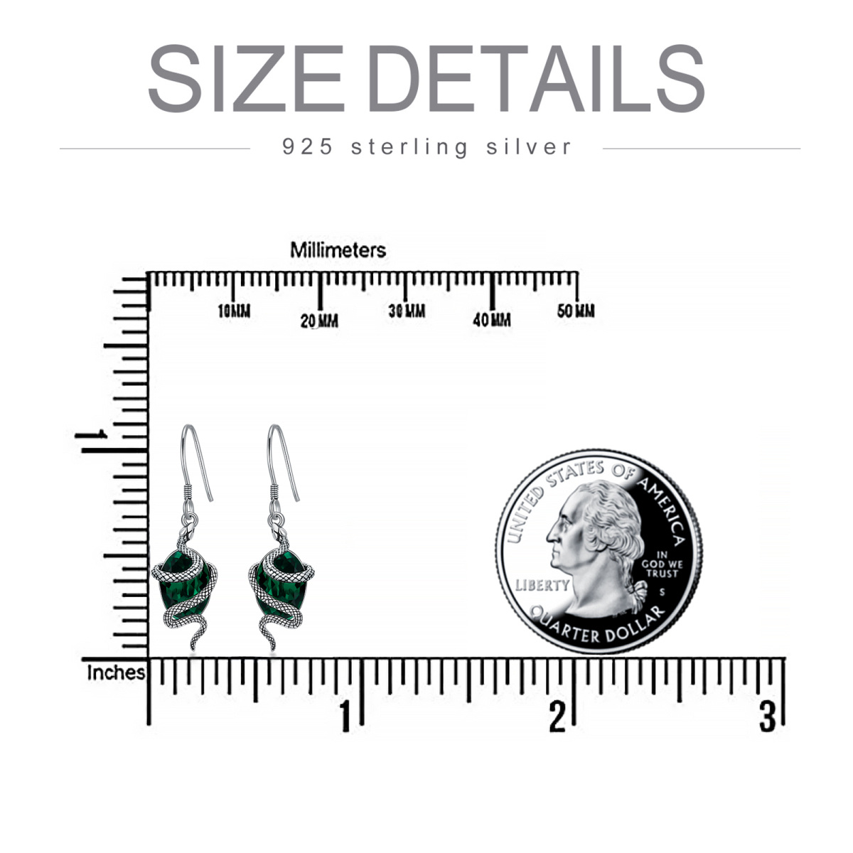 Boucles d'oreilles pendantes serpent en cristal de forme ovale en argent sterling-5