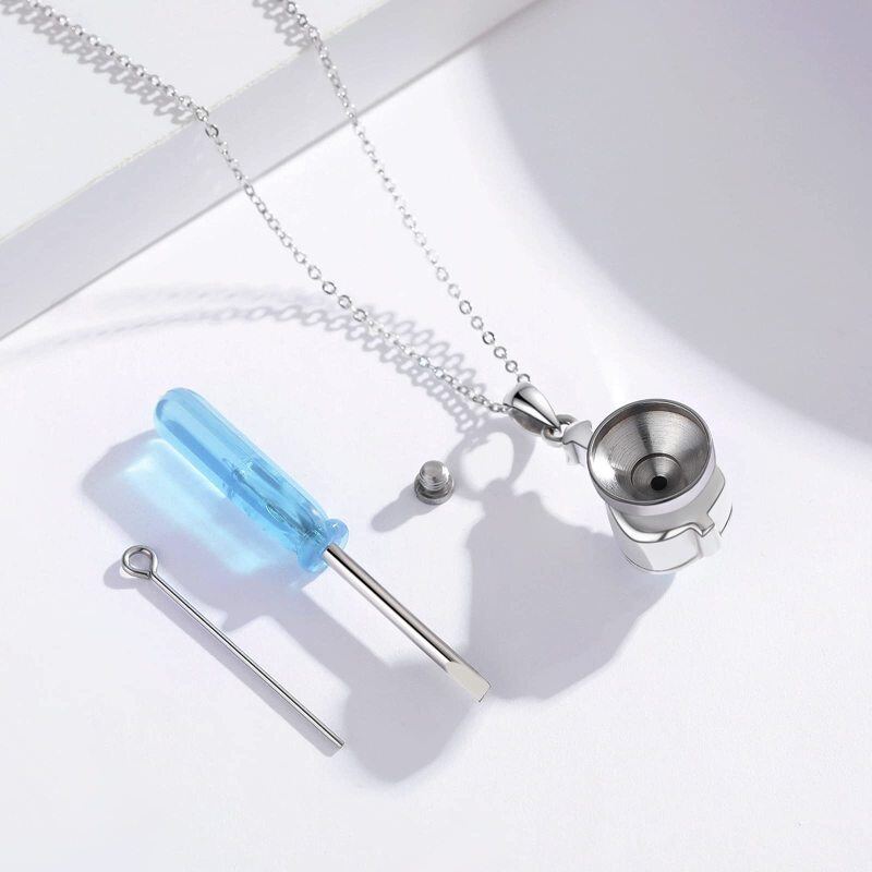 Sterling Silver Oval Shaped Garnet Celtic Knot Urn Necklace for Ashes-3