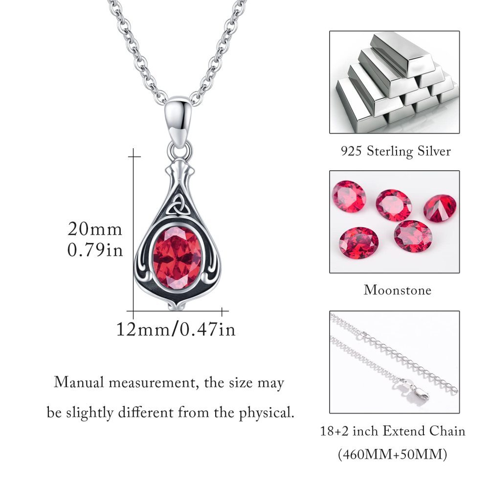 Collier Urne en argent sterling avec nœud celtique en grenat de forme ovale-6