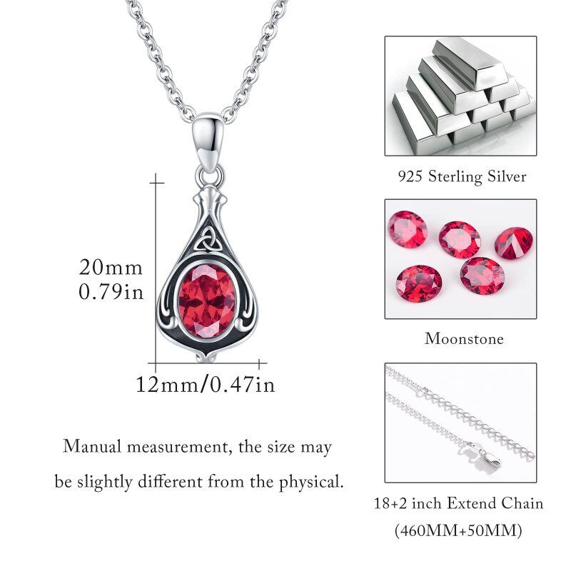 Sterling Silver Oval Shaped Garnet Celtic Knot Urn Necklace for Ashes-6