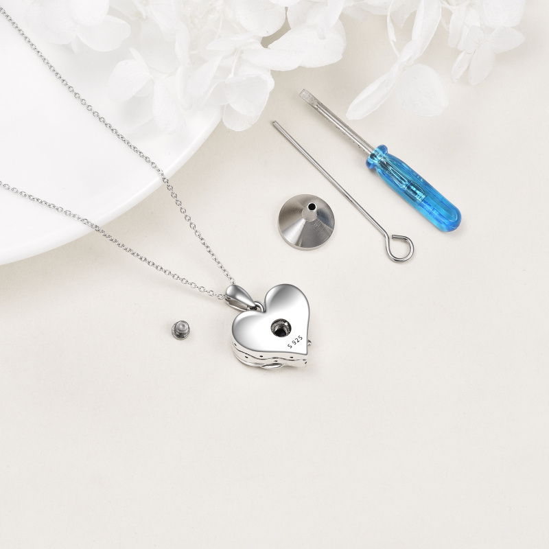 Herz-Abalone-Schalentier aus Sterlingsilber mit Kristall-Meeresschildkröte und Seestern-Urnen-Halskette für Asche-4