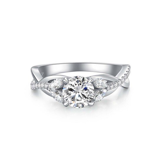 Sterling Silver Oval & Marquise Moissanite Engagement Ring For Women