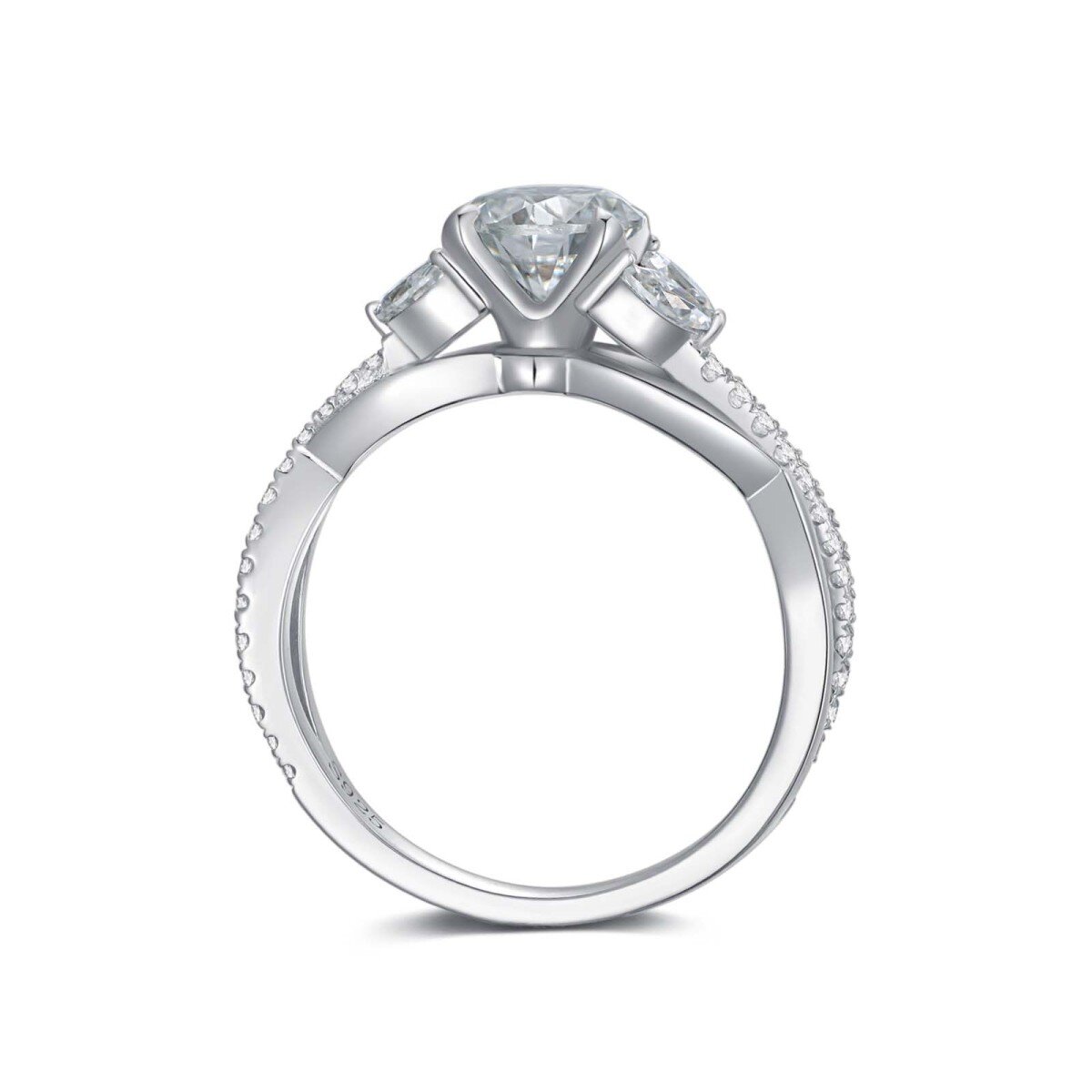 Sterling Silver Oval & Marquise Moissanite Engagement Ring For Women-4