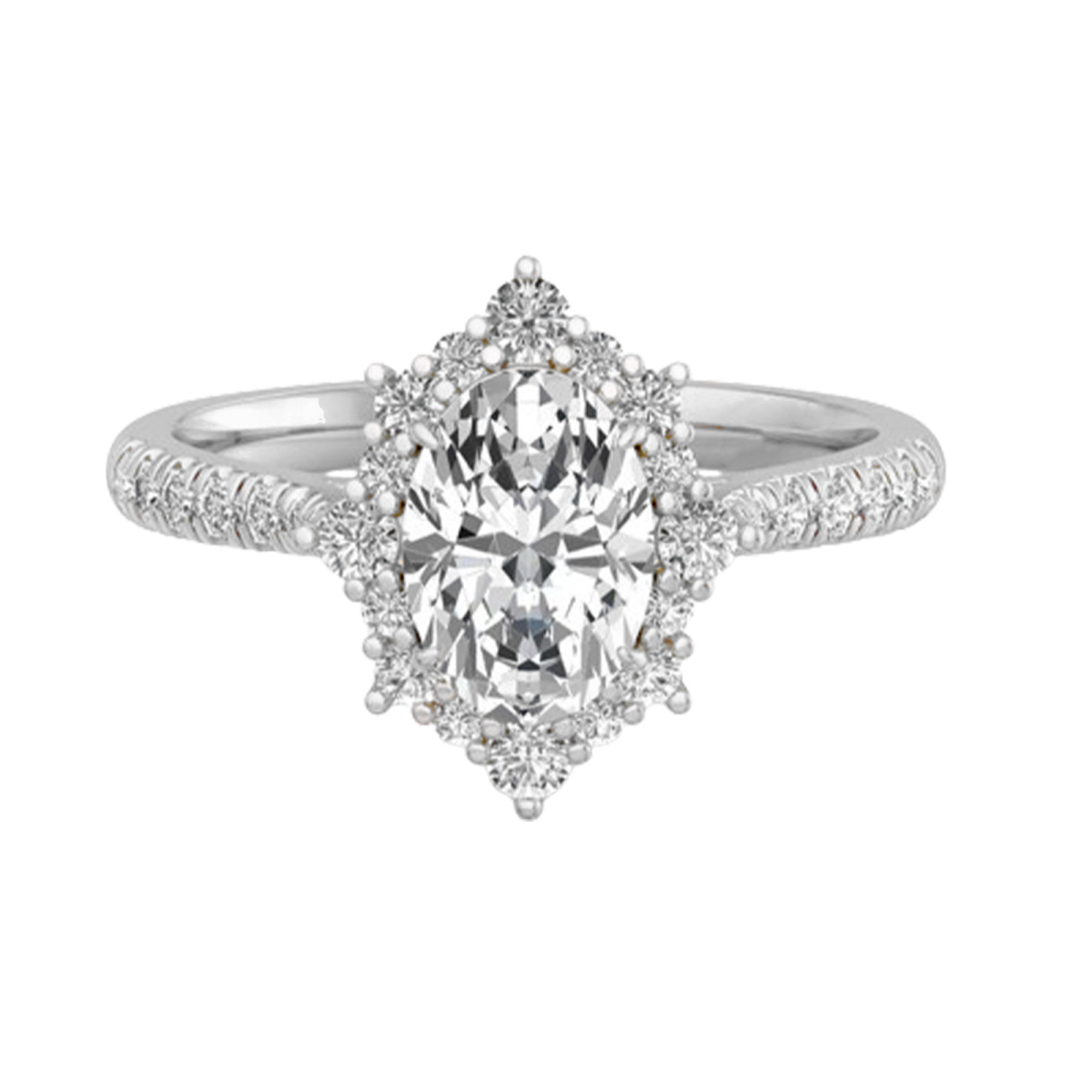 Sterling Silver Oval Shaped Moissanite Personalized Engraving Engagement Ring-1