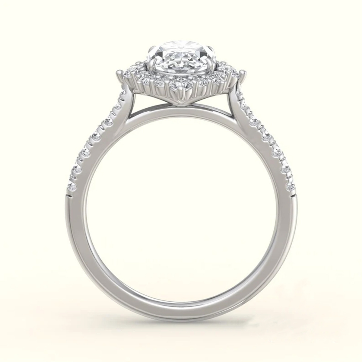 Sterling Silver Oval Shaped Moissanite Personalized Engraving Engagement Ring-7