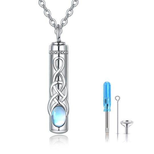 Collana con nodo celtico in pietra lunare d'argento a forma ovale per le ceneri