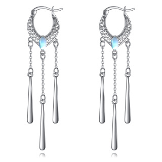 Sterling Silver Oval Moonstone Drop Earrings For Women Best Friends-22