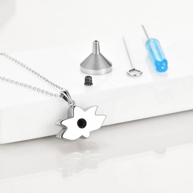 Collar urna de loto con piedra de luna ovalada de plata de ley-4