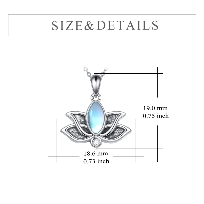 Collar urna de loto con piedra de luna ovalada de plata de ley-5