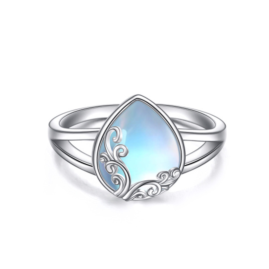 Bague en argent sterling en pierre de lune ovale pour femmes