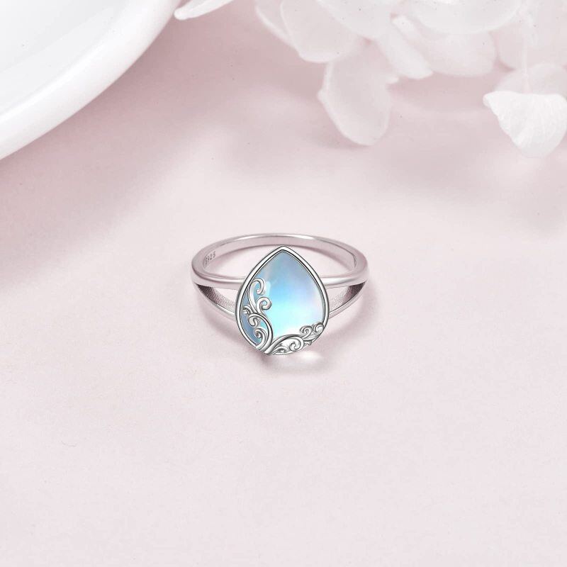 Sterling Silver Oval Moonstone Ring For Women-4