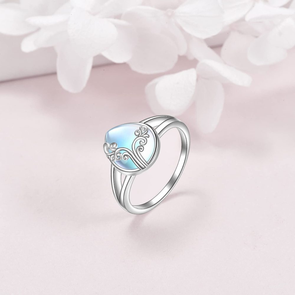 Sterling Silver Oval Moonstone Ring For Women-5