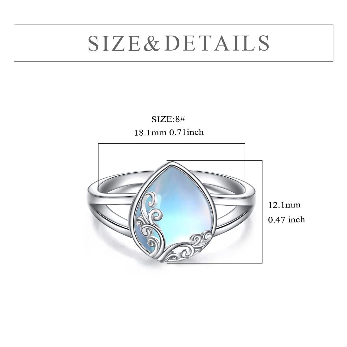 Sterling Silver Oval Moonstone Ring For Women-6