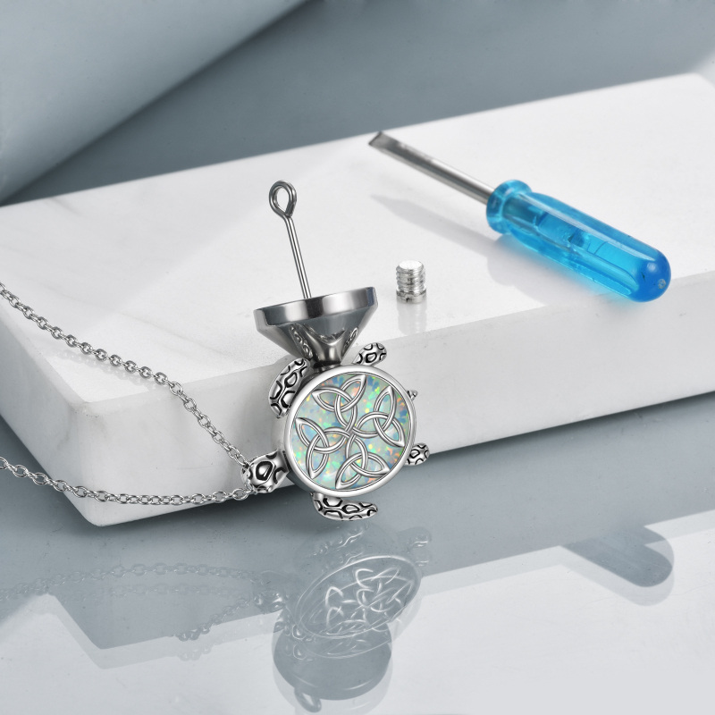 Collier d'urne de tortue en argent sterling de forme ovale pour cendres-4