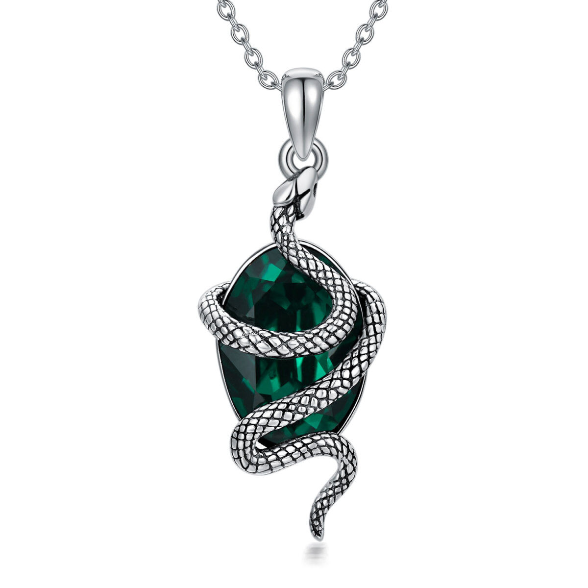 Sterling zilveren ovale slang kristal hanger ketting-1