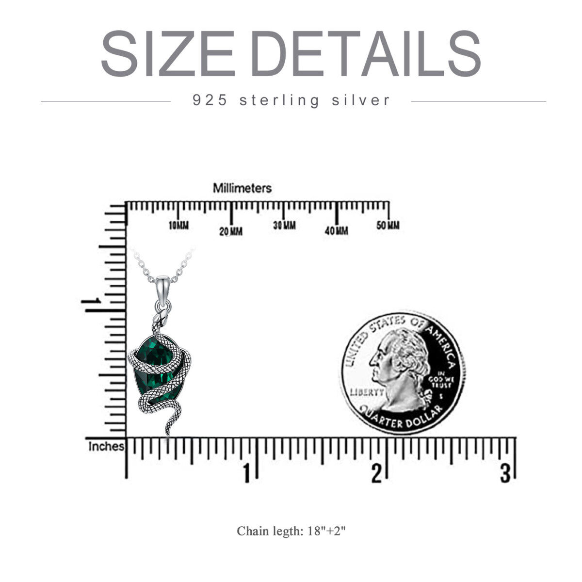 Sterling zilveren ovale slang kristal hanger ketting-5