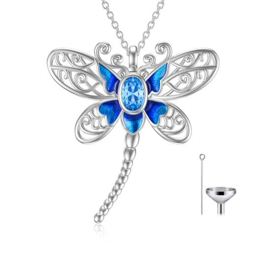 Collana con ciondolo a forma di zircone ovale Dragonfly in argento sterling