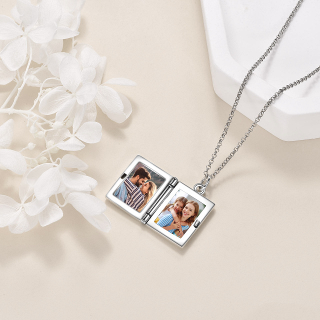 Sterling Silver Oval Sunflower Personalized Photo Locket Necklace-4